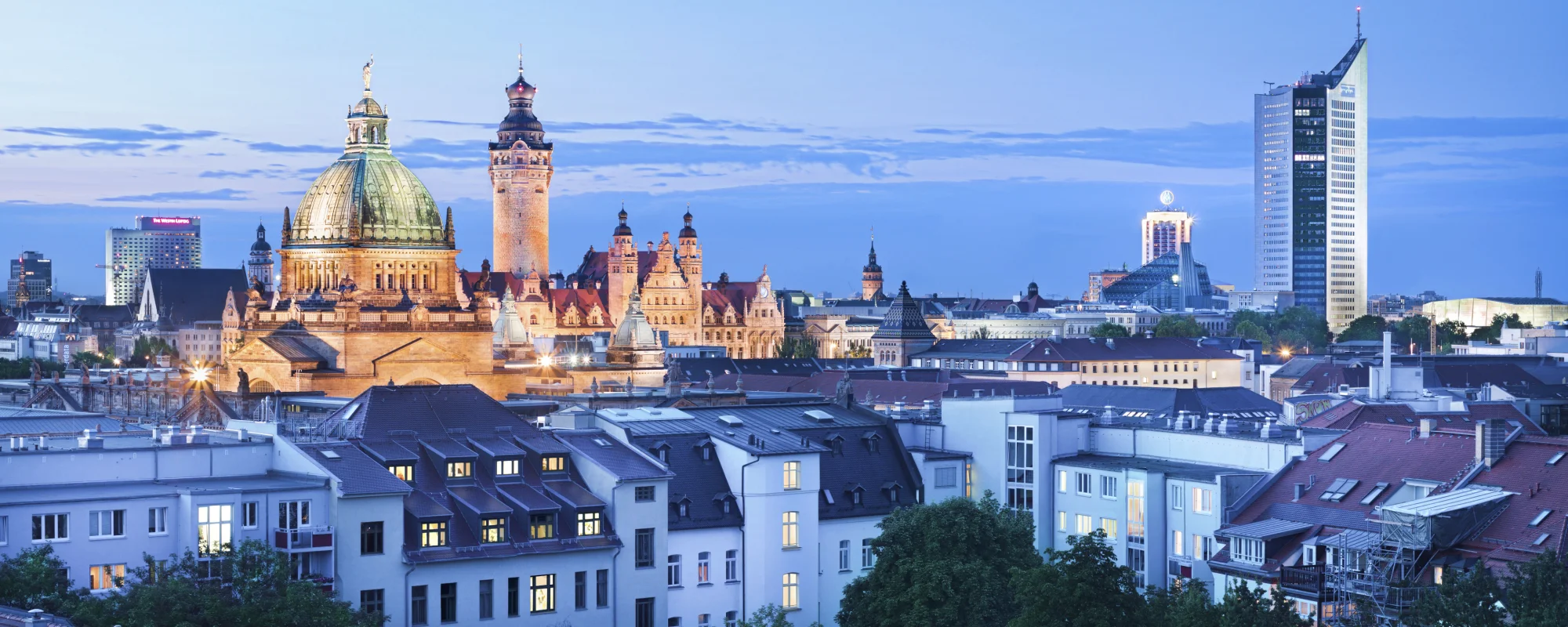 Leipziger Skyline zum Abend