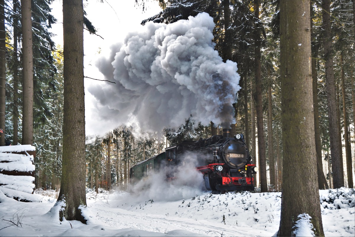 Dampfzug der Fichtelbergbahn zwischen den Stationen Vierenstraße und Kretzscham-Rothensehma. © Christian Sacher / Dresden